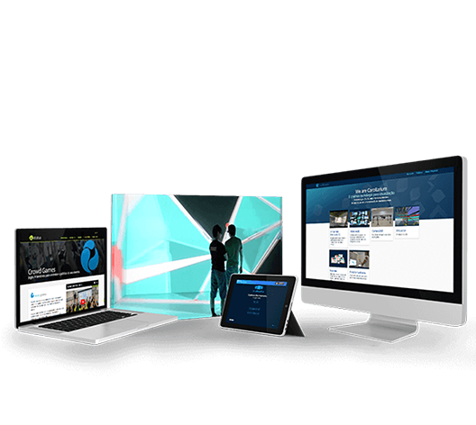 Corollarium promo image with some screns of theirs products